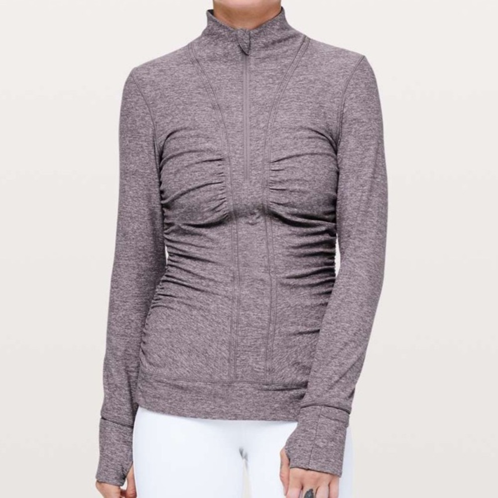 Lululemon Cypress Kiss 1/2 Zip Up Heathered Lunar Rock Pullover Women’s Size 4